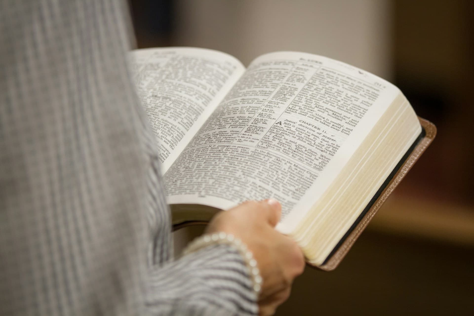 Bible on wooden table